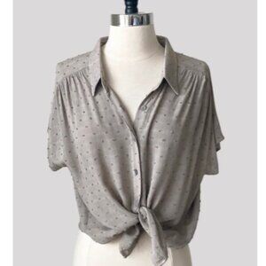 Stone Gray Rayon Button Front Tee